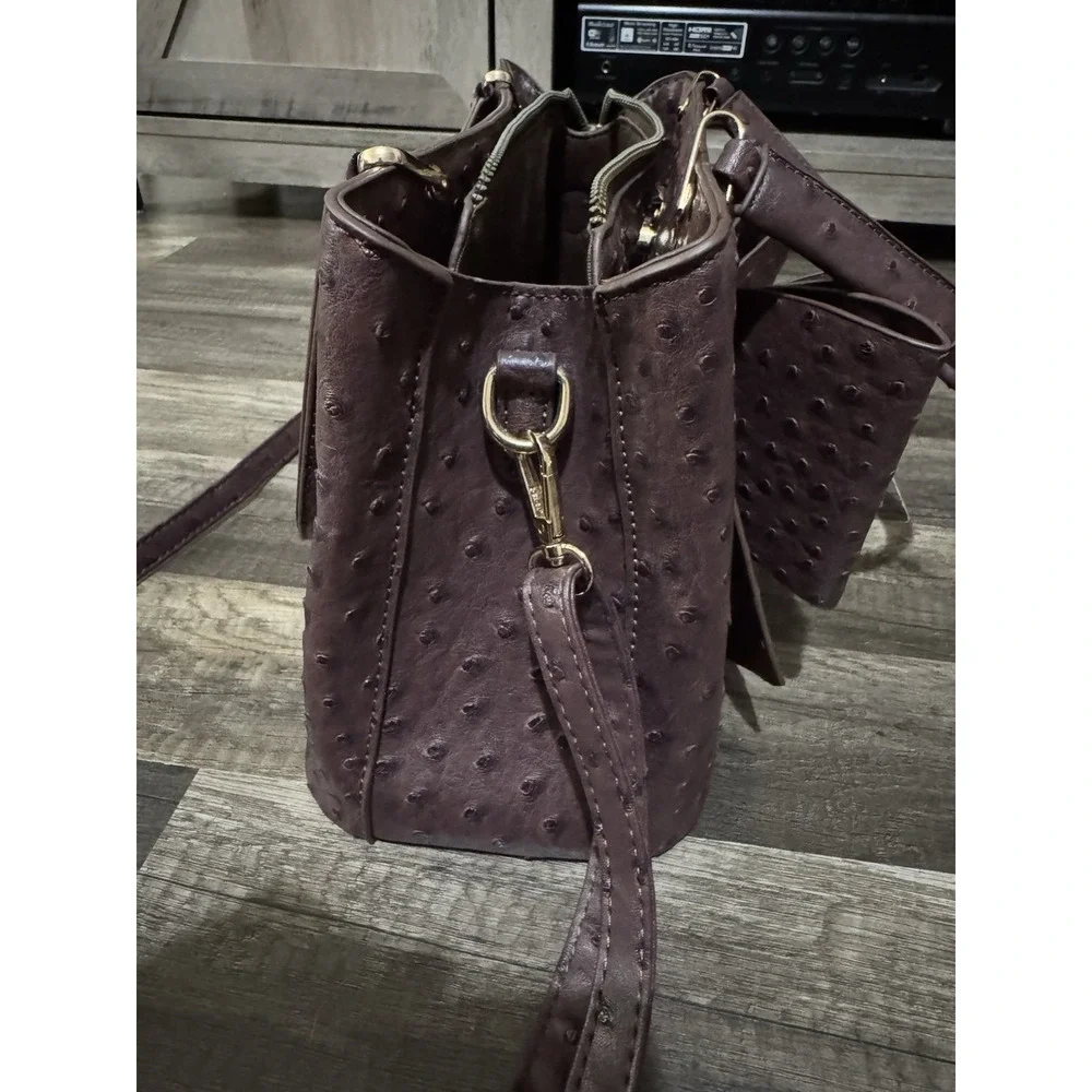 Crossi New York‎ Bow Shoulder Hand Bag Detachable Crossbody Strap Faux Ostrich